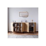 Buffet en Melamina Color Roble, 180x40x78 cm, Diseño Moderno y Duradero