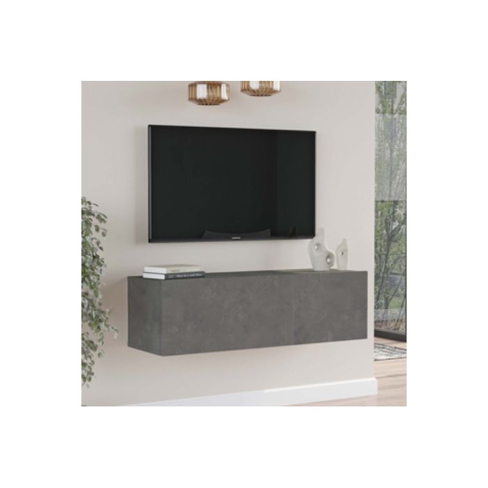 Mueble Mesa TV Moderno con Puerta en Melamina Gris Oscuro Antiguo 100x31.5x29.6cm - Diseño Elegante para Salón.