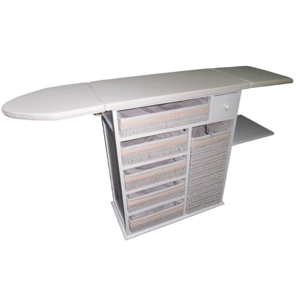 Mueble de Plancha Estoril Blanco 5 Bandejas y Cesto Grande - Organiza tu Ropa