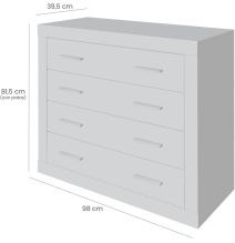 Meyvaser - Cómoda con 4 Cajones, Sinfonier, Color Cambrian y Negro, Medidas: 60 cm (An) x 81.5 cm (Al) x 39.5 cm (Fo)