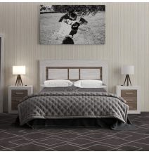 Cabezal para Cama de Matrimonio con patas, Color Pino y Gris, Medidas: 160 cm (Ancho) x 119,3 cm (Alto) x 3,8 cm (Fondo)