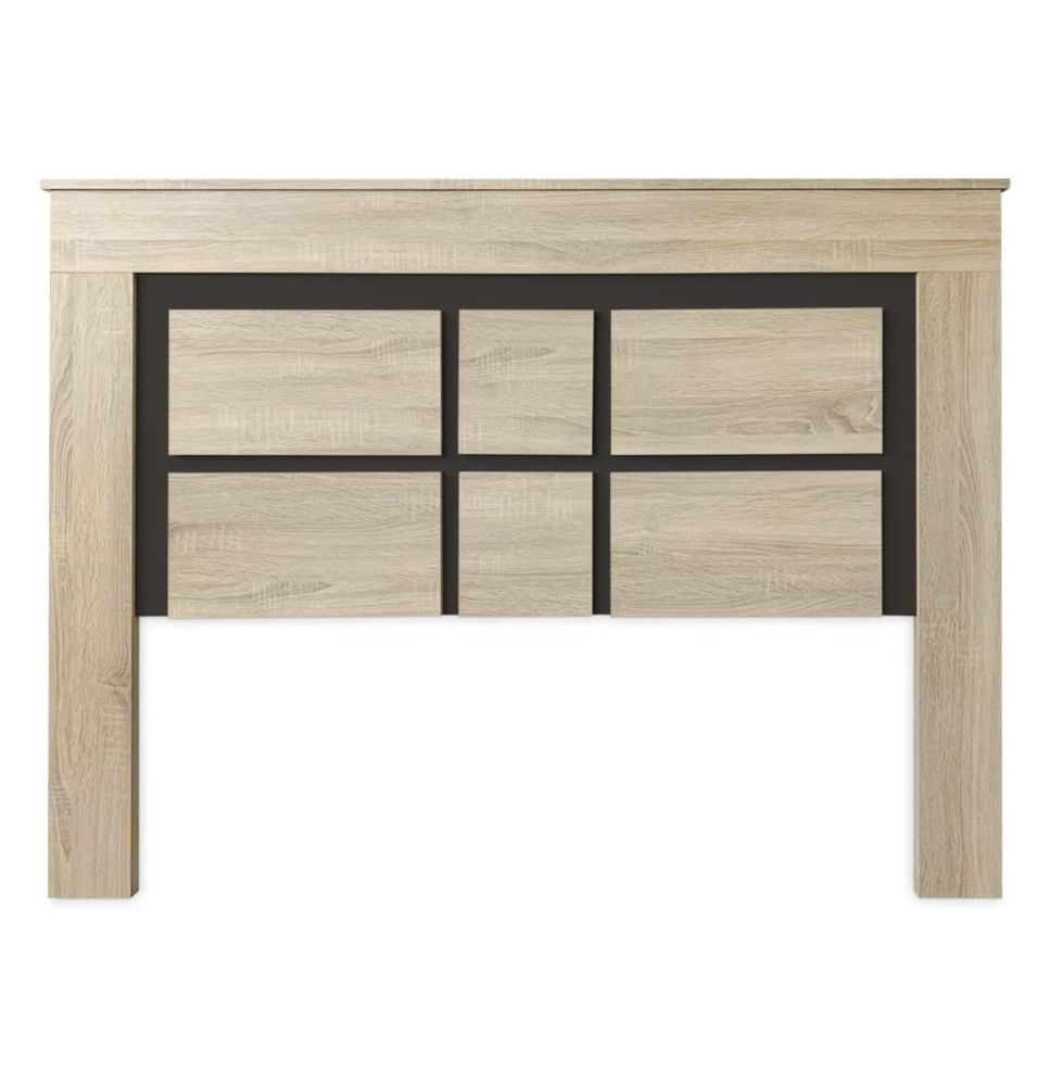 Cabezal para Cama de Matrimonio con patas, Color Cambria y Grafito, Medidas: 160 cm (Ancho) x 119,3 cm (Alto) x 3,8 cm (Fondo)