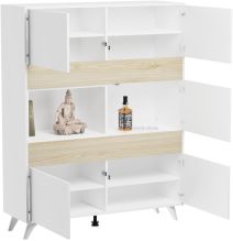 Mueble Vitrina, Mueble de salón, Aparador cocina, Color Roble y Blanco, Medidas: 120 cm (An) x 150 cm (Al) x 40 cm (Fon)