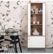 Vitrina Alta | 2 Puertas, Frentes en DM Lacado Blanco Mate | Medidas: 170,2 cm Alto x 40 cm Fondo x 68,4 cm Ancho