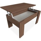 Mesa de Centro Elevable, Mesita de Salón, Acabado en Color nogal, Medidas: 90 cm (Ancho) x 50 cm (Fondo) x 46-57 cm (Alto)