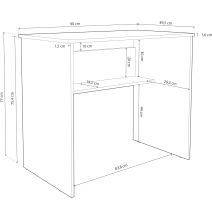 Mesa de Escritorio, Acabada en Cambrian, Mesa para Pc con balda interior, Medidas: 90 cm (Anc) x 49,5 cm (Fon) x 77 cm (Al)