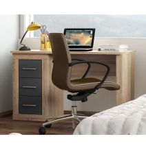 Escritorio Moderno de 3 Cajones - Acabado Cambria y Grafito de Alta Calidad - 120 cm de Ancho, 50 cm de Fondo, 72 cm de Alto