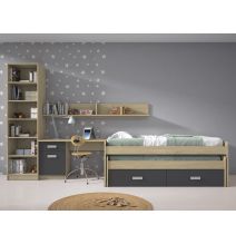 Mesa de Estudio, Escritorio con 2 Cajones, Mesa de Ordenador, Acabado en Color Blanco y Cambrian 70.8 x 120 x 49.8 cm