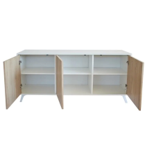 Meyvaser Aparador, Buffet, Salón Comedor 3 Puertas, Armario Auxiliar Color Blanco y Roble, Medidas: 138 cm x 70 x 39,5