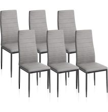 Pack de 6 Sillas Tapizadas para Comedor/Salón – Marengo y Patas Negras en Aluminio, Dimensiones: 40 cm x 42 cm x 96 Cm