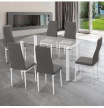 Pack de 6 Sillas Tapizadas para Comedor/Salón – Marengo y Patas Blancas en Aluminio, Dimensiones: 40 cm x 42 cm x 96 Cm