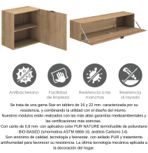 Meyvaser Mueble de salón y TV Conjunto muebles de salón apilable 235 Cm Ancho Color madera y blanco