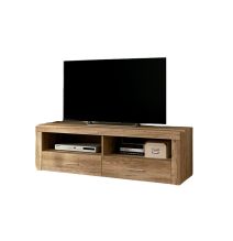 Mueble TV, Mesa de televisión 2 Puertas y 2 Estantes, Acabado en Cañon, Patas de Madera,135 cm Lar x 45 cm Al x 41,4 cm Fon