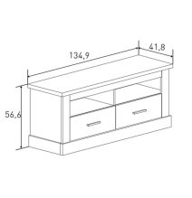 Mueble de Comedor, Mueble Salón, Acabado en Blanco y Cambria, Medidas: 297 cm (Ancho) x 201,6 cm (Alto) x 41,8 cm (Fondo)