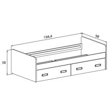Cama Nido con 2 Cajones de Almacenaje – Puccini Andersen, 194,4 cm Largo x 98 cm Ancho x 58 cm Alto