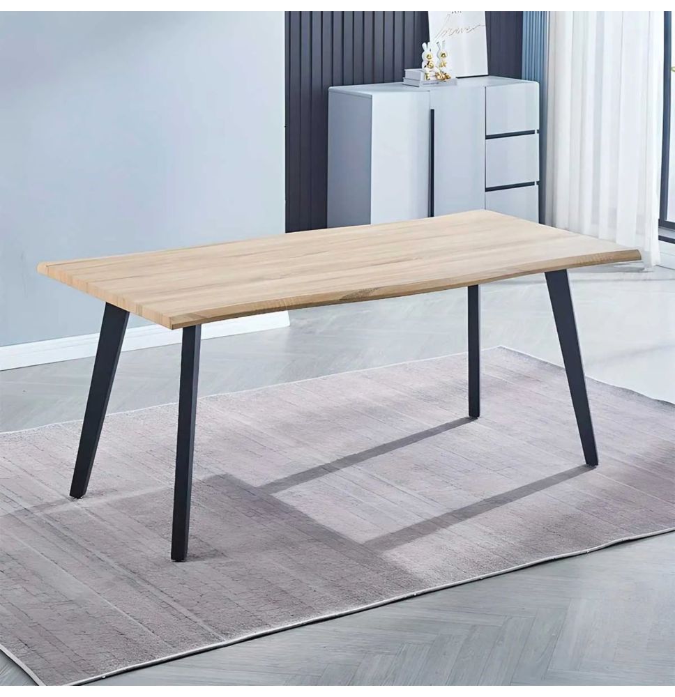 Mesa Comedor Madera Estilo Industrial, Patas metálicas Negras, Medidas 180 cm (Largo) x 90 cm (Ancho) 76 cm (Alto)