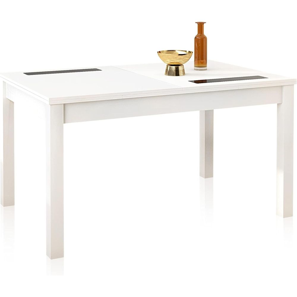 Mesa Comedor, Mesa de salón Extensible, Acabado en Color Blanco