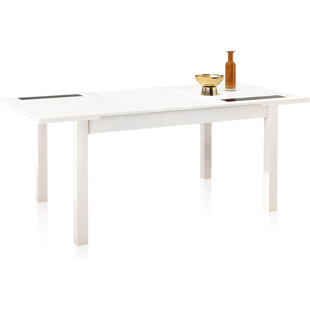 Mesa Comedor, Mesa de salón Extensible, Acabado en Color Blanco