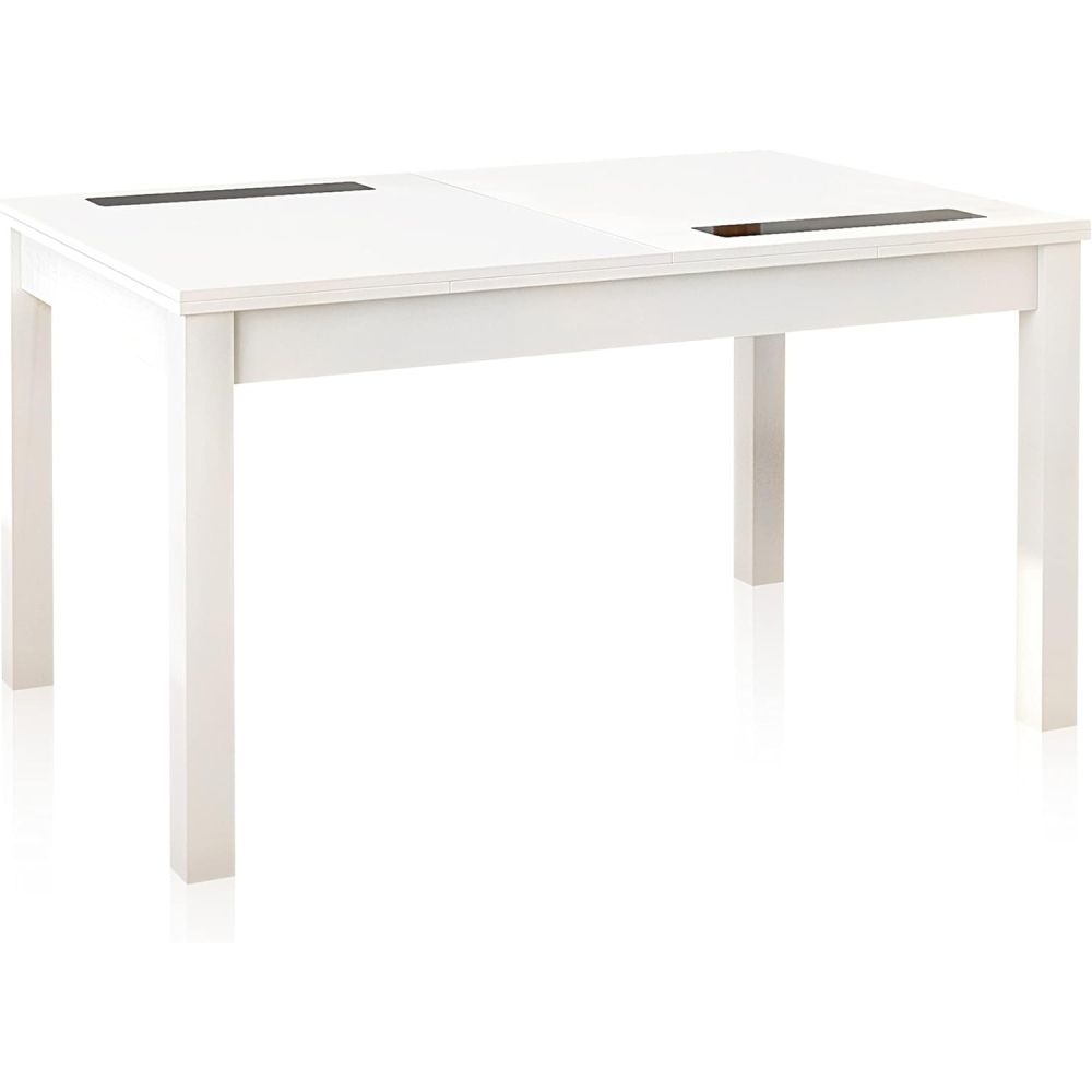 Mesa Comedor, Mesa de salón Extensible, Acabado en Color Blanco