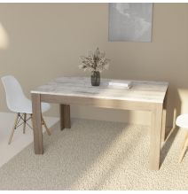 Mesa de Comedor, Mesa de Salón Fija, Color Trufa y Cañon, Medidas: 140 cm (Largo) x 80 cm (Ancho) x 75 cm (Alto)