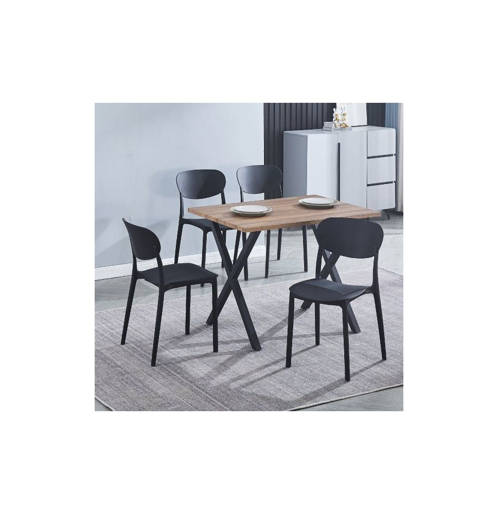Mesa Comedor Madera, Patas metálicas Negras, Mesa Rectangular, Medidas 100 cm (Largo) x 70 cm (Ancho) 76 cm (Alto)