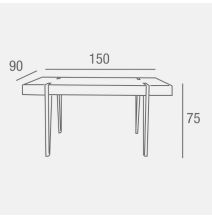 Mesa de Comedor o Cocina, MDF con Acabado Laminado Color Canyon | Patas Metálicas Negras | Medidas: 150 x 90 x 75 cm