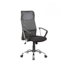 Silla de Oficina Ergonómica con Respaldo Alto en Símil Piel Negra, Regulable en Altura - Medidas 59x60x110-120 cm