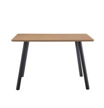 Mesa de Comedor Fija con Tapa de Melamina Color Roble y Estructura Metálica Negra Mate - Medidas 120x80x75 cm