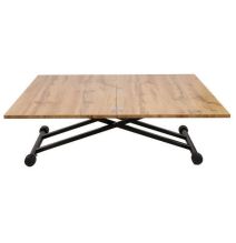 Mesa de Centro Elevable y Tapa Extensible - Fabricada en MDF - Cerrada 100x57 cm, Abierta 100x114 cm, Altura de 39 a 77 cm