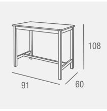 Mesa Alta de Madera Lacada en Blanco Mate con Tapa en Color Roble - Medidas 108x60x91 cm
