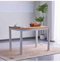 Mesa de Cocina Fija con Tapa de 3,6 cm de Grosor y Patas Metálicas Blancas -Medidas 110x70x75 cm