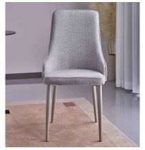 Juego de 4 Sillas Tapizadas en Tela Gris Repelente al Agua con Patas Metálicas en Acabado Crema - Medidas 96x56x40 cm