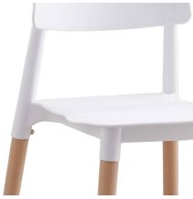Pack de 4 Sillas Blancas con Patas de Madera de Haya, Asiento de Polipropileno,  Altura de 45 cm, Medidas Totales 42.5x48x76 cm