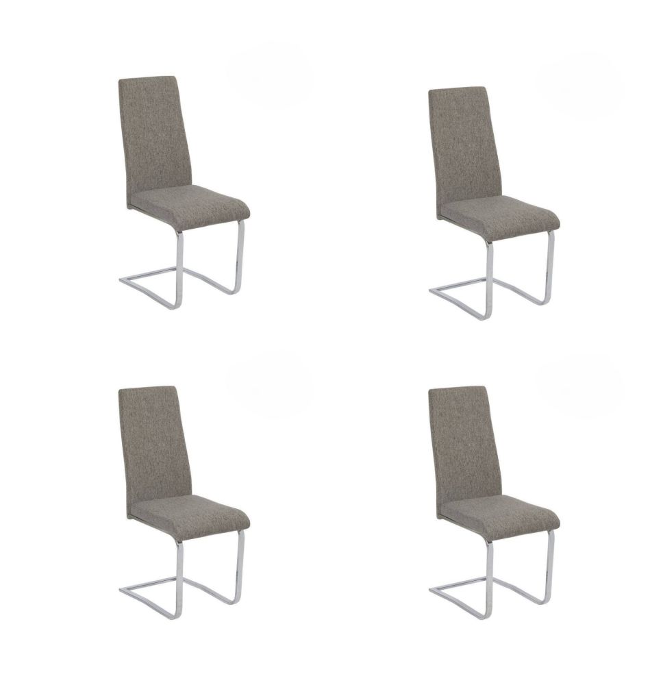 Pack de 4 Sillas Tapizadas en Símil Piel Gris Oscuro con Pata de Tubo Ovalado en Acabado Cromo,Medidas 46x54x110 cm