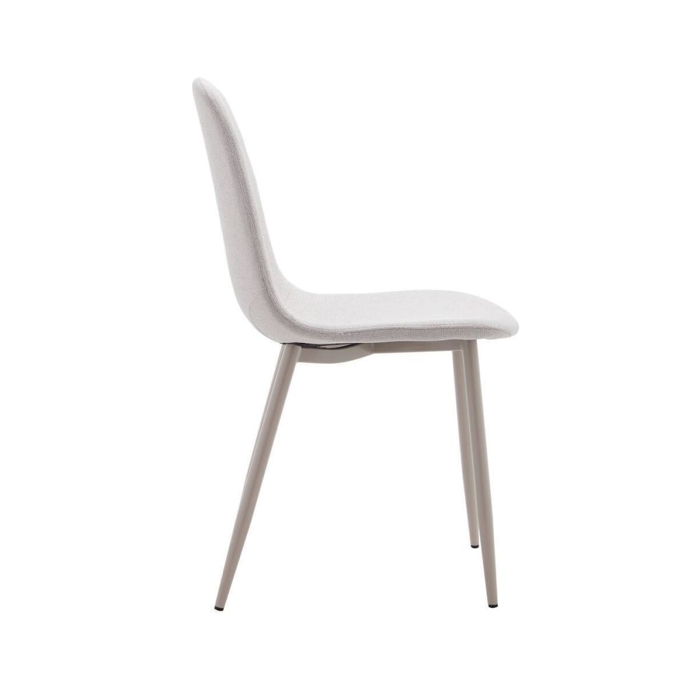 Pack de 4 Sillas con Estructura Tapizada en Tela Beige Claro, Patas Metálicas con Acabado en crema, Medidas 44x53x86 cm