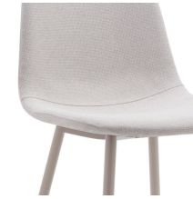 Pack de 4 Sillas con Estructura Tapizada en Tela Beige Claro, Patas Metálicas con Acabado en crema, Medidas 44x53x86 cm