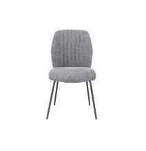 Pack de 2 Sillas Tapizadas en Tela Gris con Patas en Acabado Negro, Asiento y Respaldo Ergonómicos, Medidas 61x47x89 cm