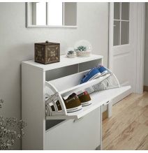 Zapatero Recibidor Blanco – Mueble Auxiliar Estrecho con 2 Puertas | Capacidad 12 Pares | 81,6 x 60 x 25 cm