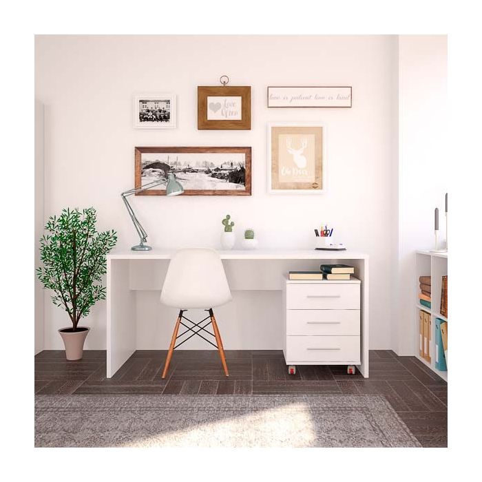 Mesa De Despacho Acabado Blanco 75 Cm(alto)160 Cm(ancho)68 Cm(fondo) , Color - Blanco