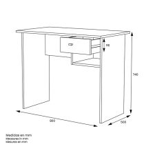 Mesa de Escritorio y Trabajo en Color Blanco, 90x50x74cm - Con Cajón y Estante para Oficina o Estudio