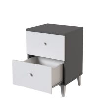 Mesita de noche 2 cajones acabado gris/blanco. 56.5cm(alto) 40cm(ancho) 35cm
