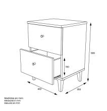 Mesita de noche 2 cajones acabado gris/blanco. 56.5cm(alto) 40cm(ancho) 35cm