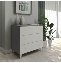 Cómoda con 3 Cajones, para Dormitorio, Acabado en Color Blanco, Medidas: 80 cm (Ancho) x 80 cm (Alto) x 48 cm (Fondo)