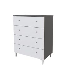 Cómoda con 4 Cajones, para Dormitorio, Acabado en Color Blanco, Medidas: 80 cm (Ancho) x 100 cm (Alto) x 48 cm (Fondo)