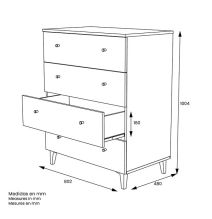 Cómoda con 4 Cajones, para Dormitorio, Acabado en Color Blanco, Medidas: 80 cm (Ancho) x 100 cm (Alto) x 48 cm (Fondo)