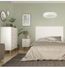 Mesita de Noche 2 cajones, Mesilla de Noche,  Color Blanco, Medidas: 40 cm (Ancho) x 34 cm (Fondo) x 61,6 cm (Alto)