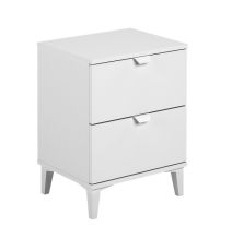 Mesita de Noche 2 cajones, Mesilla de Noche,  Color Blanco, Medidas: 43 cm (Ancho) x 34 cm (Fondo) x 56 cm (Alto)