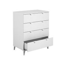 Cómoda con 4 Cajones, para Dormitorio, Acabado en Color Blanco, Medidas: 80 cm (Ancho) x 98 cm (Alto) x 48 cm (Fondo)