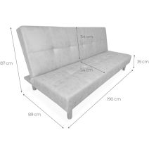 Sofá Cama 3 Plazas de Diseño Moderno, Estructura de Madera, Tapizado Color Piedra, 188x88x88 cm