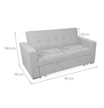 Sofá Cama 2 Plazas con Reposabrazos, Diseño Moderno y Elegante, Color Gris, 167x90x96,5 cm